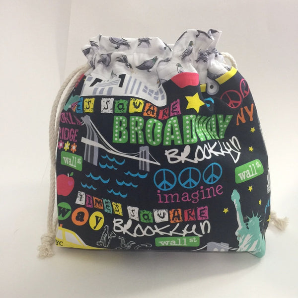 Pigeons of New York Drawstring Project Bag by Chiagu